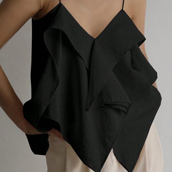 Black Casual Women's Ruffle Strap - Picture 2 of 6